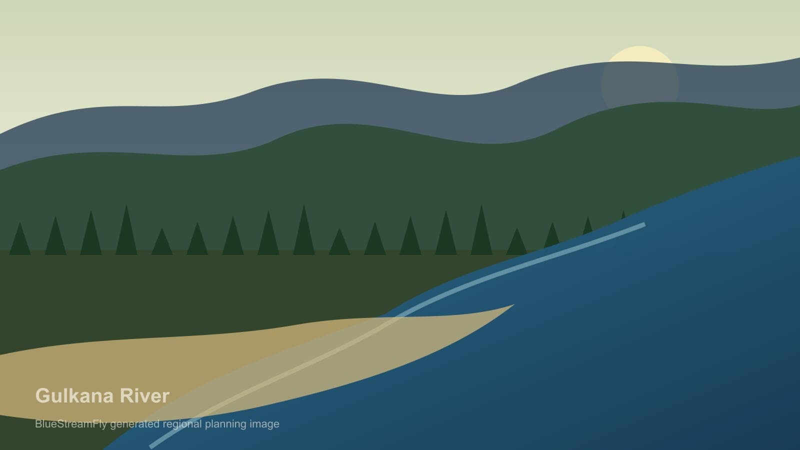 Generated regional Alaska river scene for Gulkana River planning; not an exact location photo