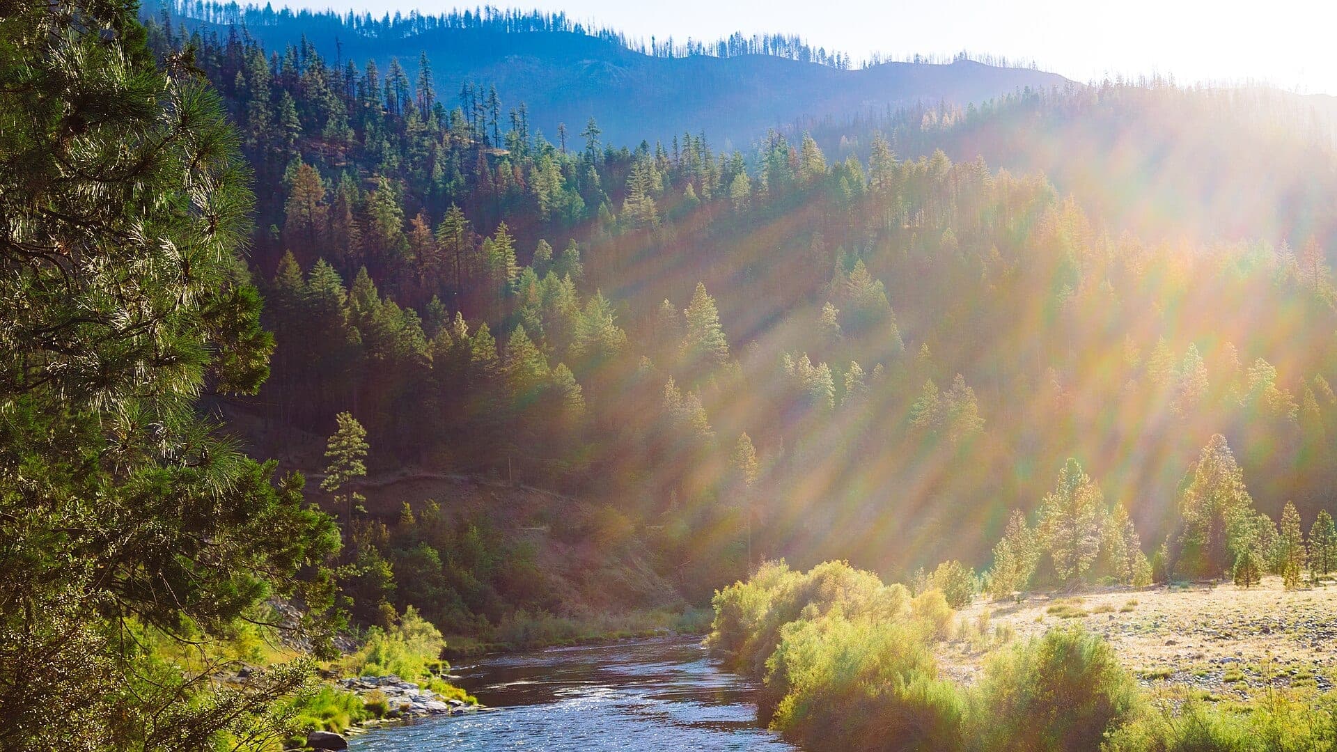 Klamath River water or watershed scenery in California