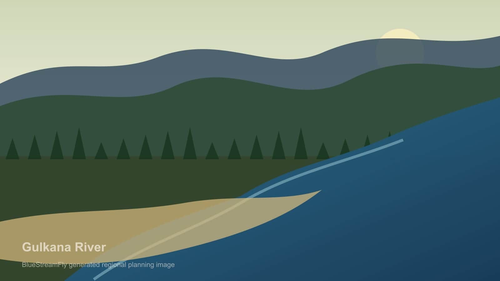 Generated regional Alaska river scene for Gulkana River planning; not an exact location photo