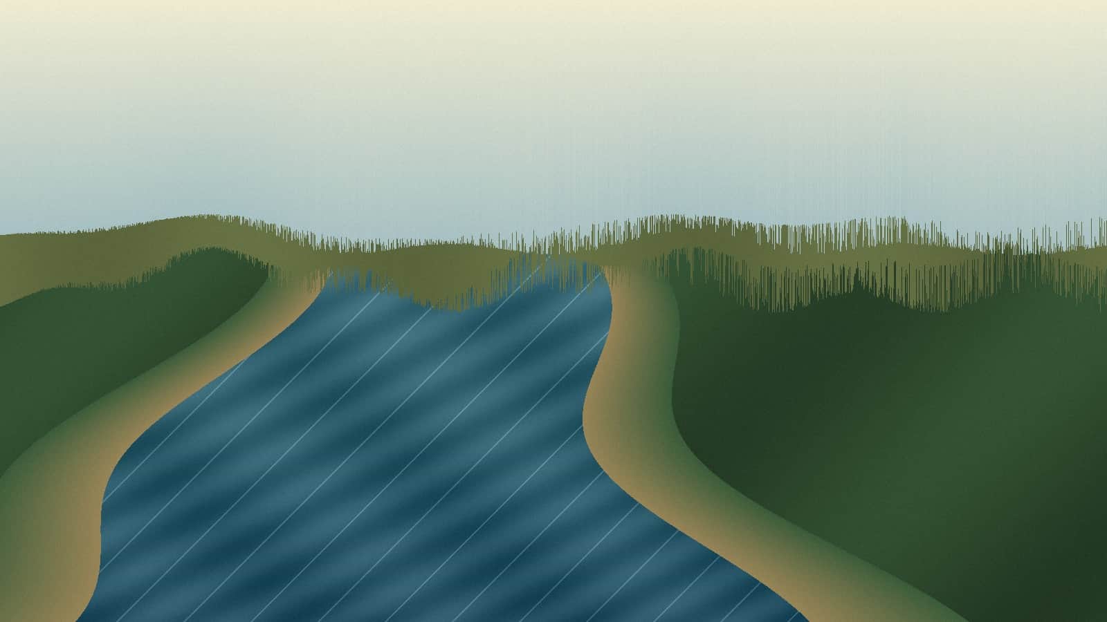 Generated regional lower Stanislaus River riparian scene; not an exact location photo