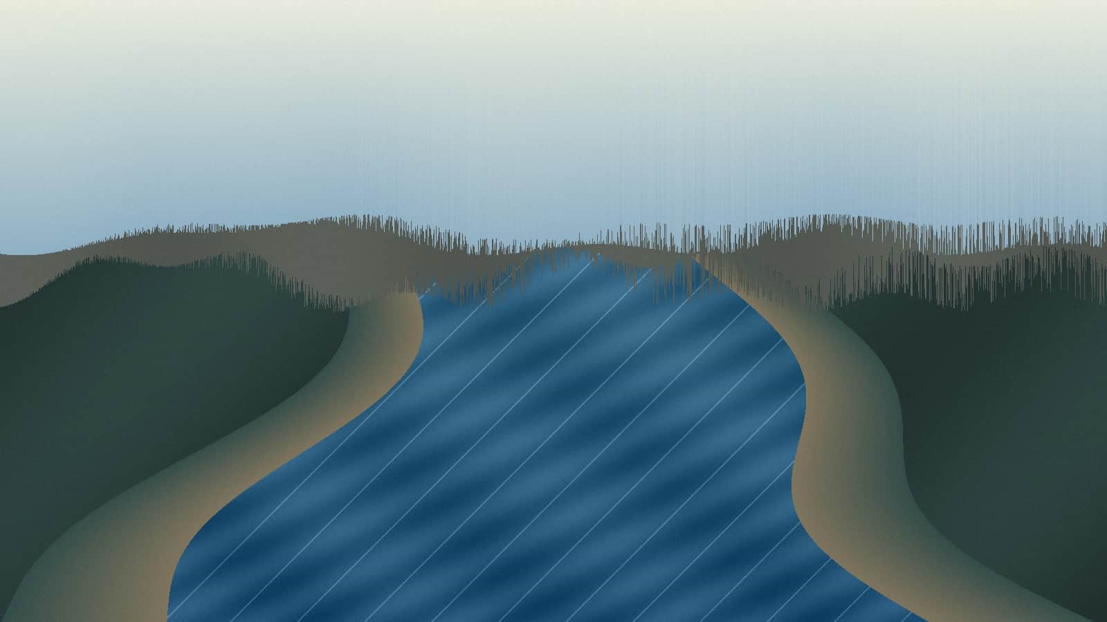 Generated regional Tuolumne canyon river scene above Kirkwood Bridge; not an exact location photo
