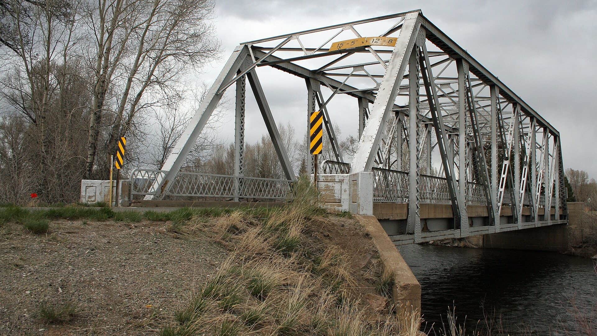 Gunnison River bridge and lower river corridor in Colorado