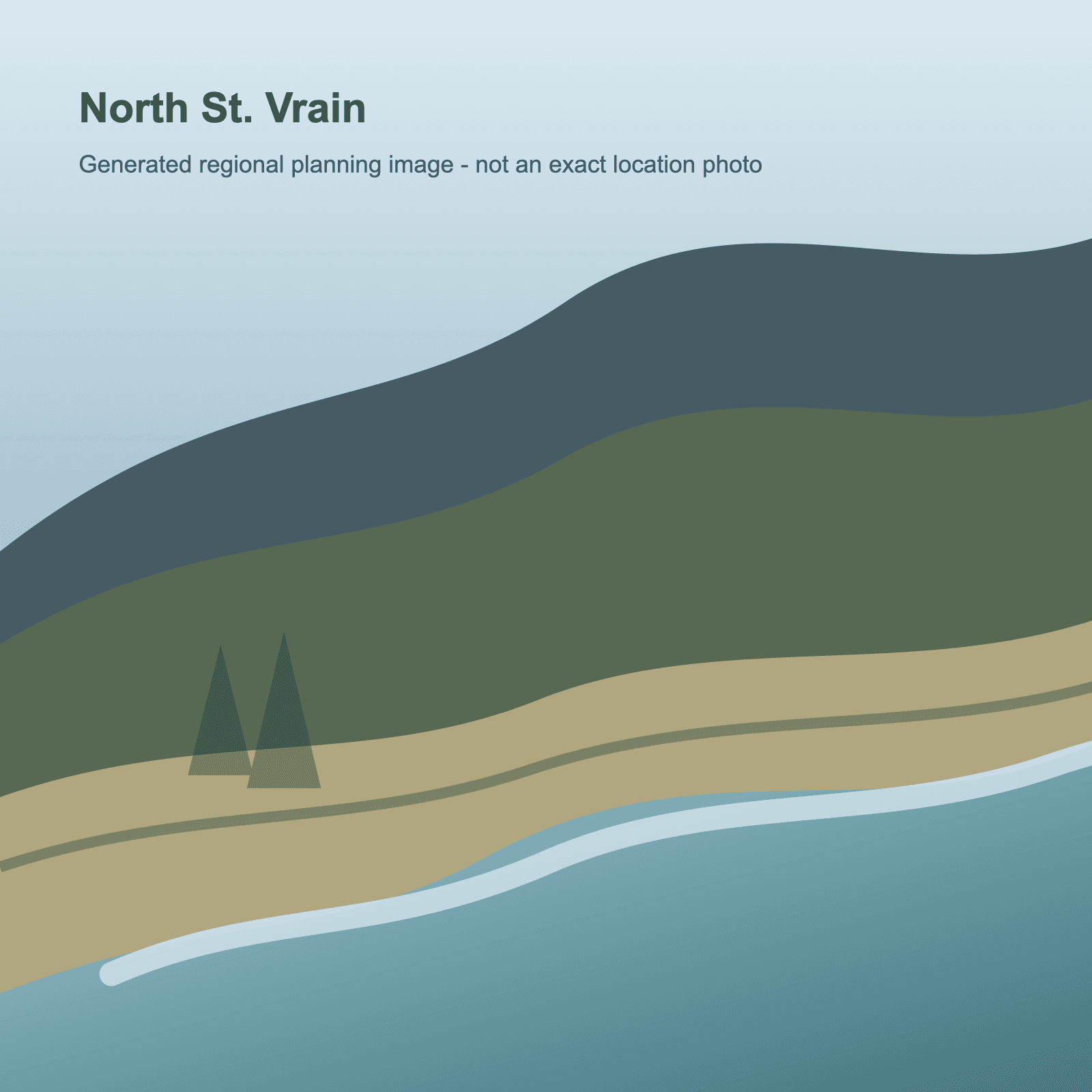 Generated foothill canyon creek scene representing North St. Vrain below Button Rock Reservoir
