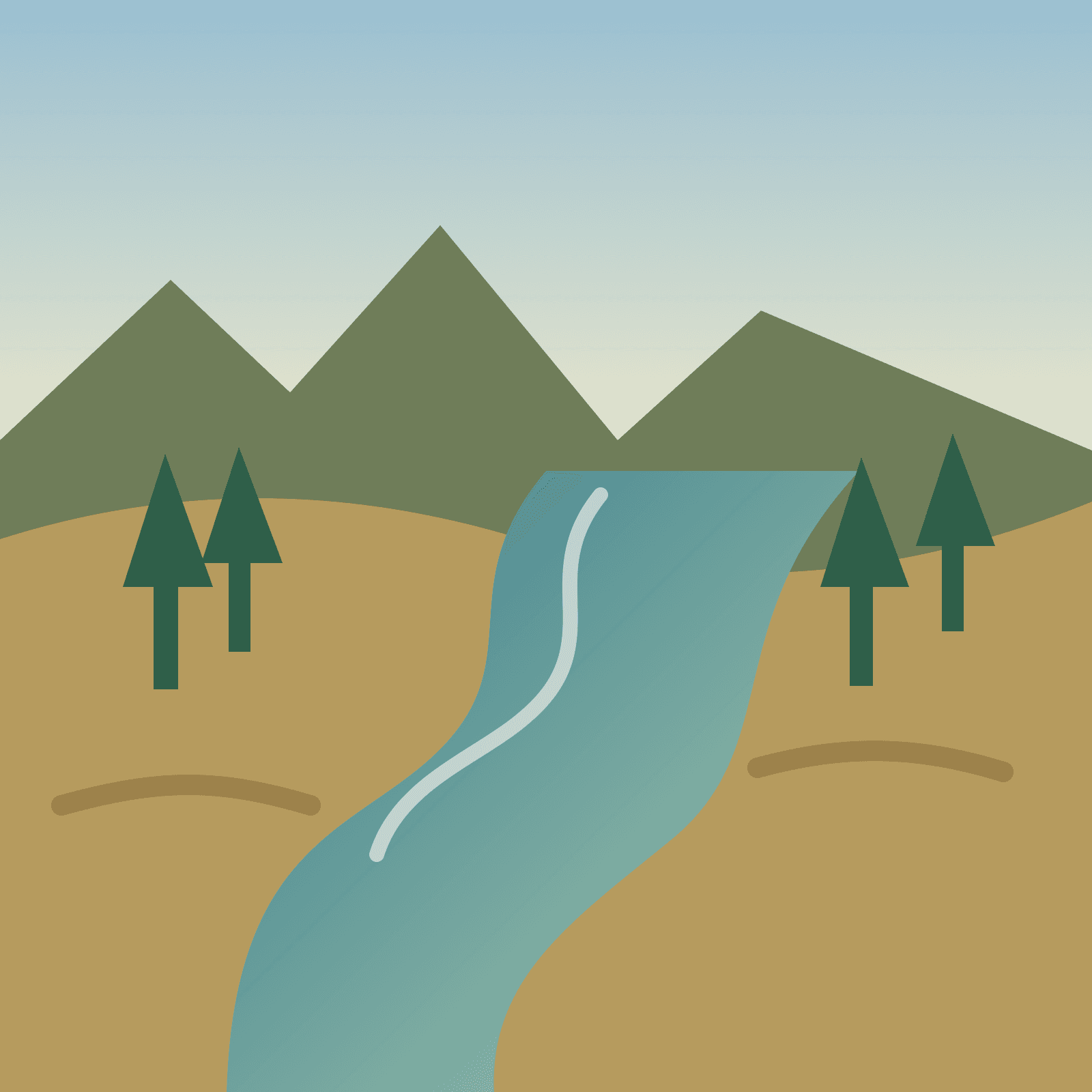 Generated borderland trout stream scene representing Rio de Los Pinos planning, not an exact location photo
