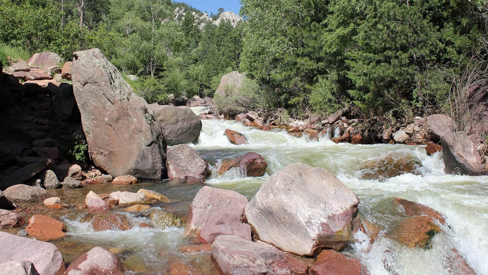 South Boulder Creek flowing through boulders in Eldorado Canyon State Park, Colorado