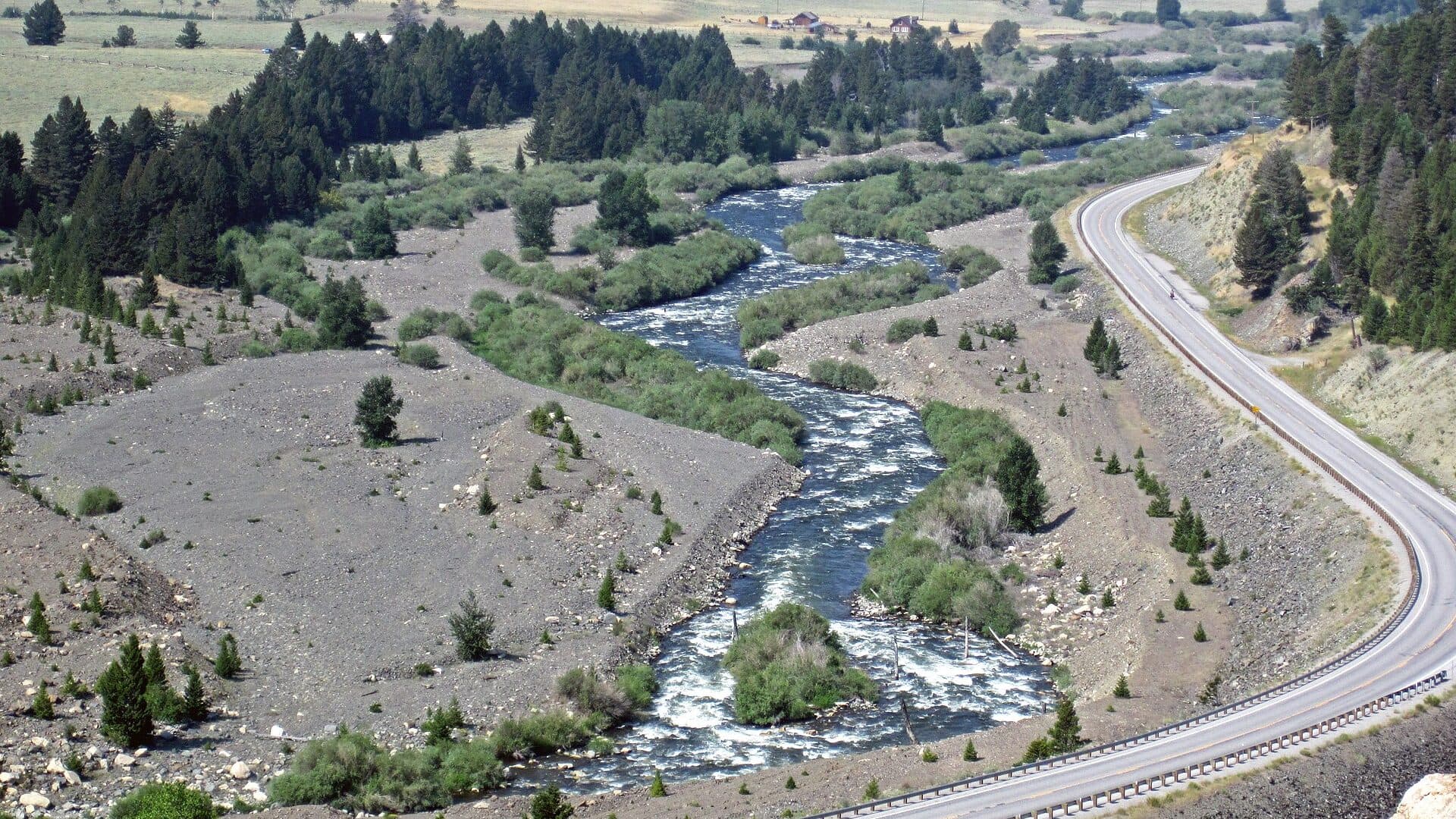 Madison River below the Madison landslide in Montana