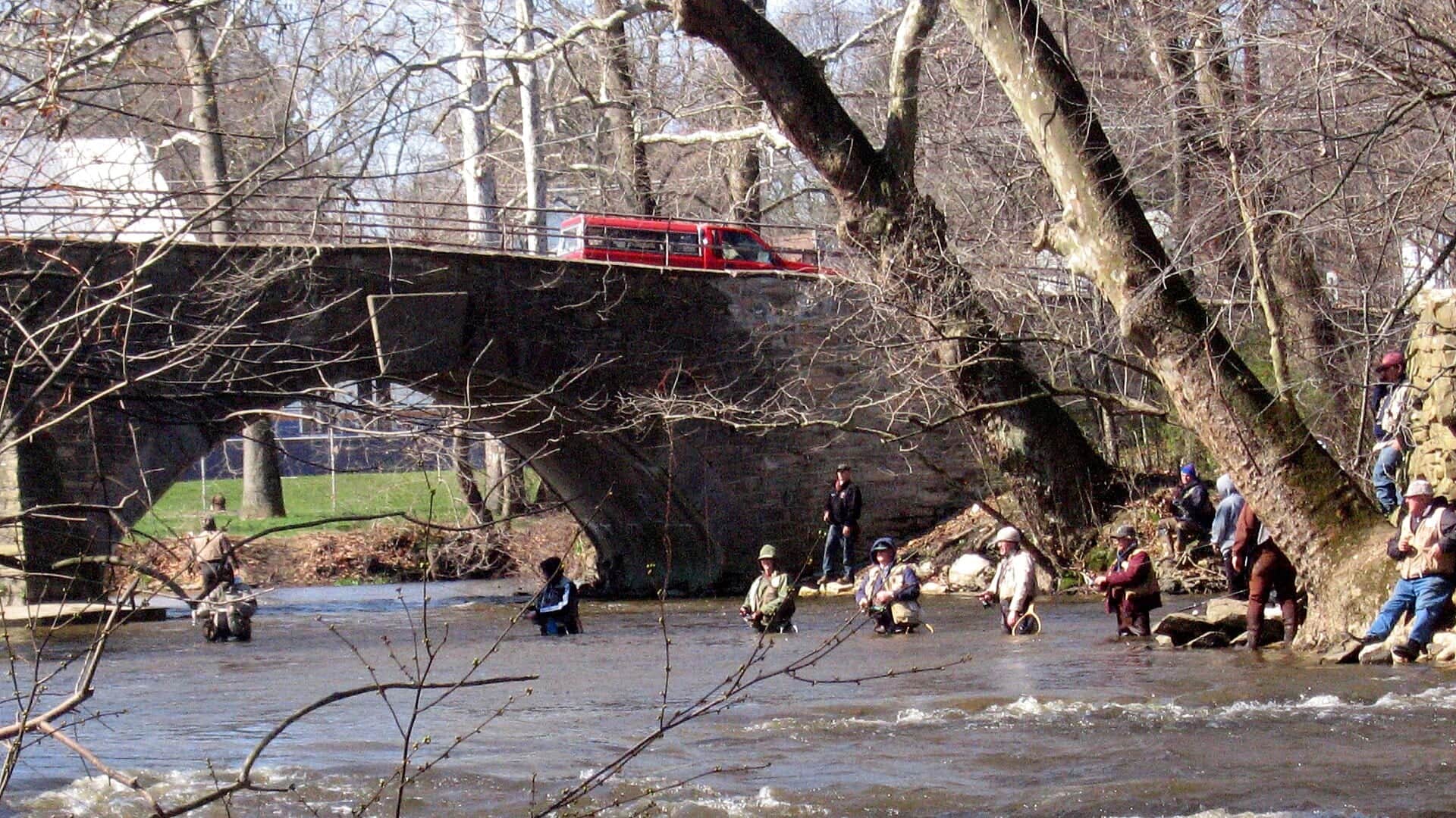 Trout fishing on Yellow Breeches Creek at Boiling Springs Pennsylvania