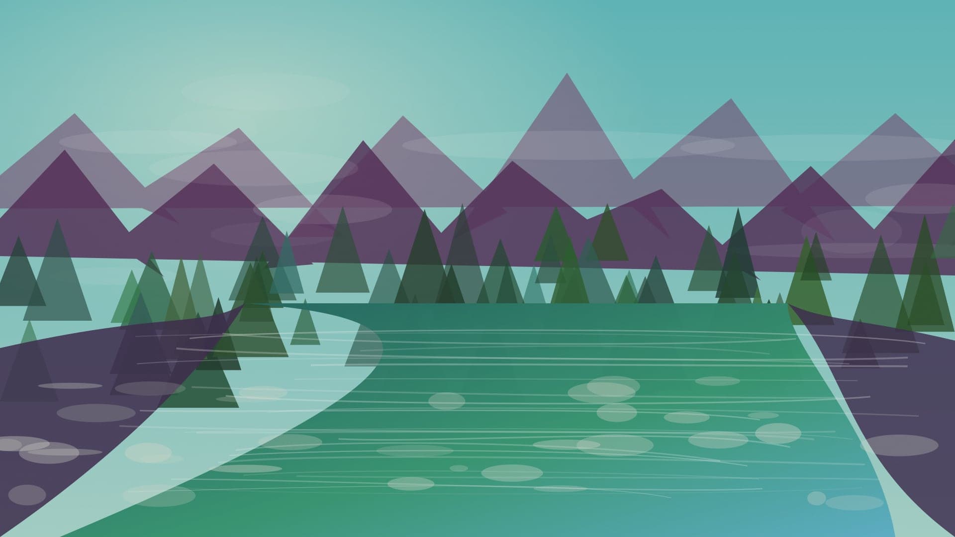 Generated regional Virginia river scene for Mossy Creek planning; not an exact location photo