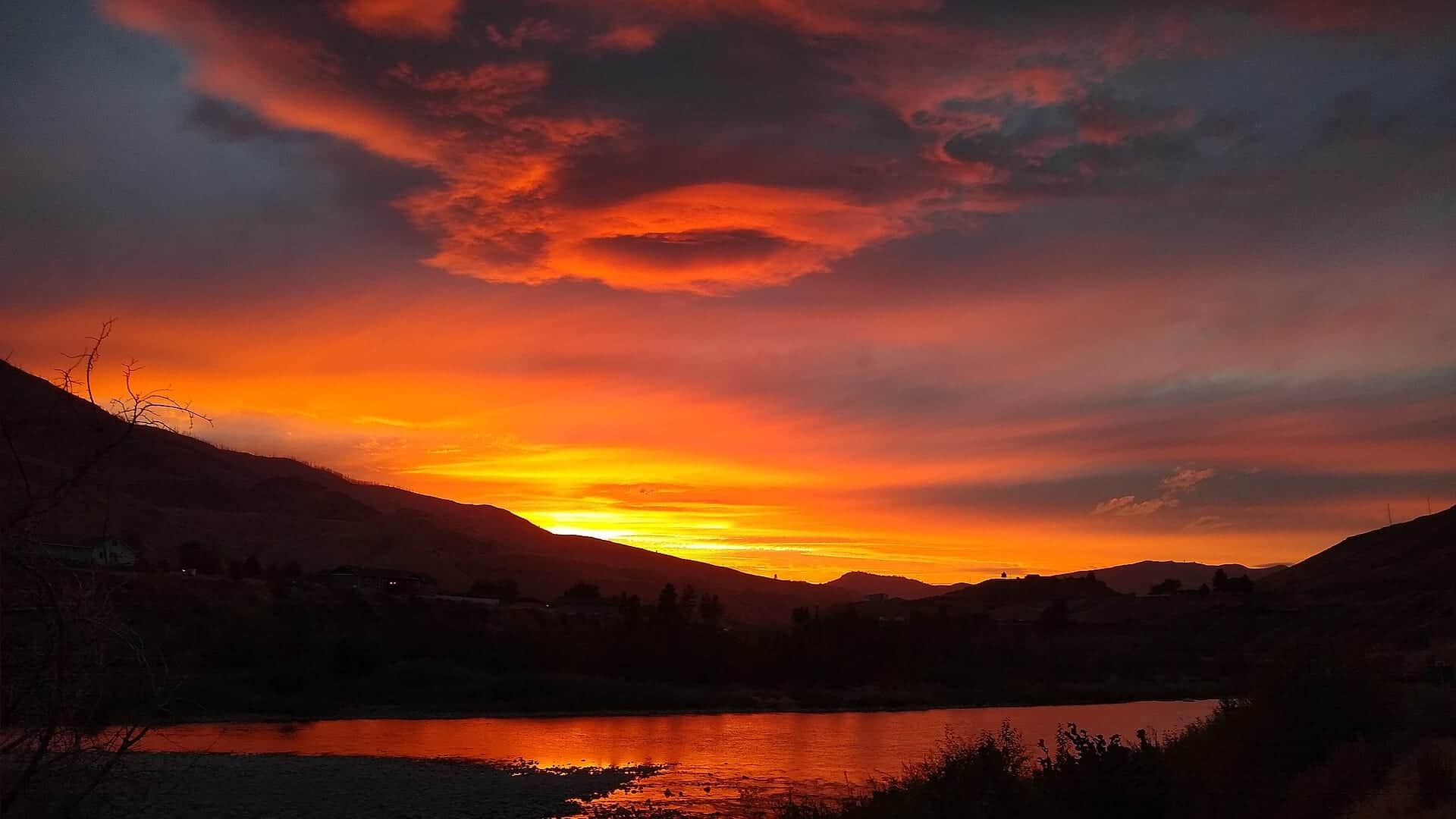 Methow River near Pateros Washington at sunset