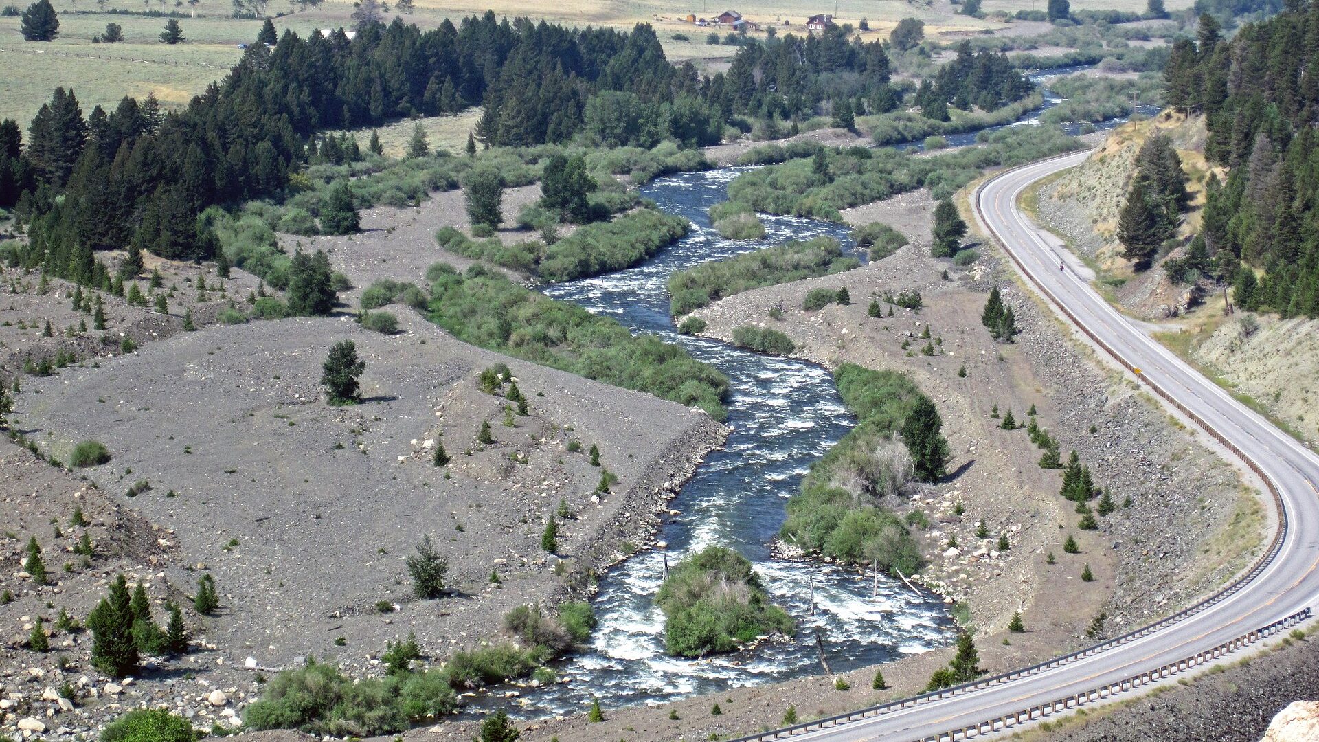 Madison River below the Madison landslide in Montana
